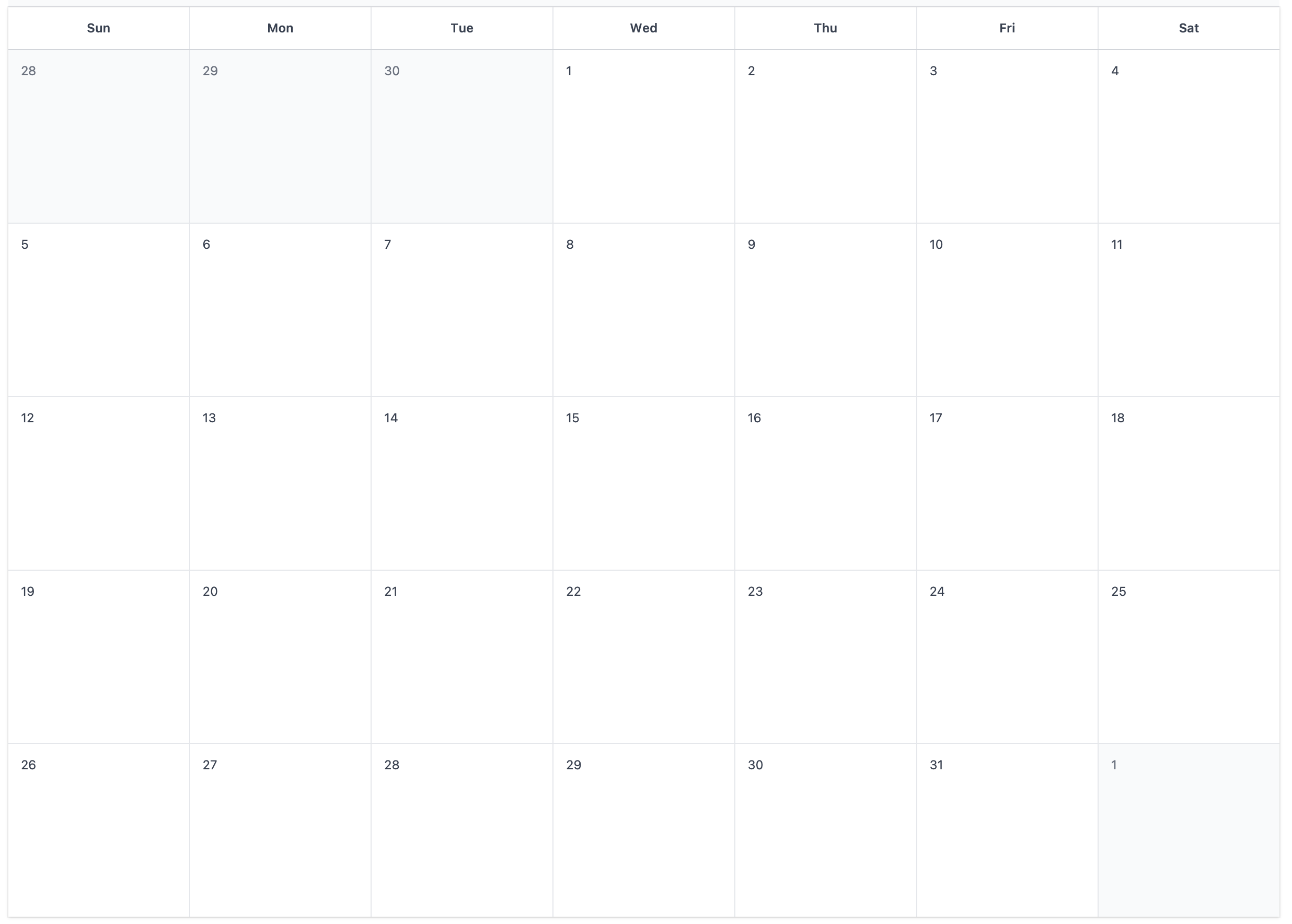example calendar